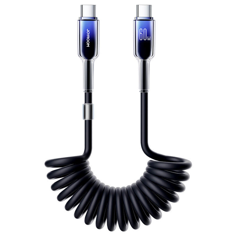 Joyroom S-A43 60W PD Coiled Type-C to Type-C Cable 1.5m Fast Charging Cable with Durable and Flexible Design