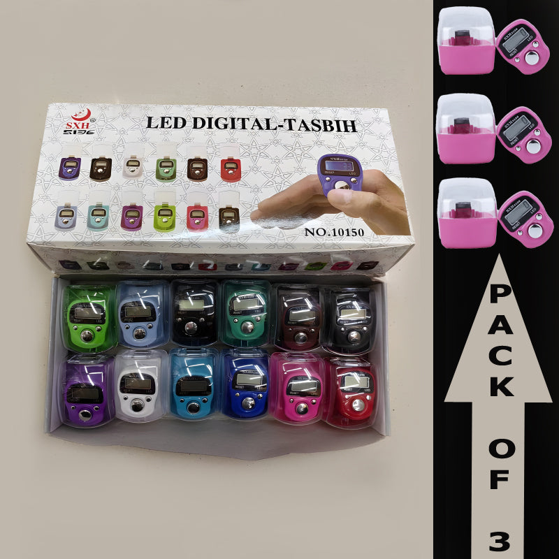 Pack Of 3 SXH 5136 LED Display Digital Tasbih Mini Finger Counters