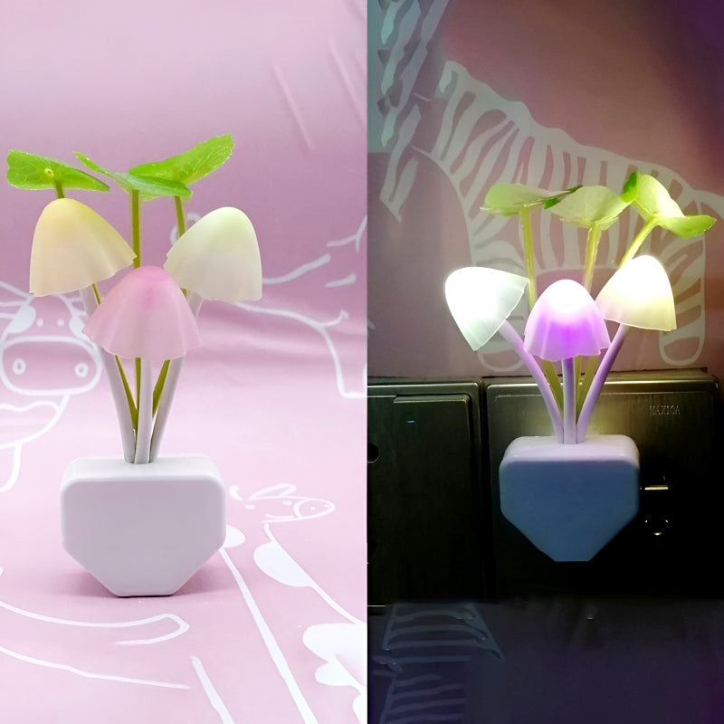Automatic LED Mushroom Night Light – Color-Changing Sensor Lamp with Dusk-to-Dawn Auto On/Off, Plug-in Night Light for Kids Room, Nursery, Bedroom & Home Decor