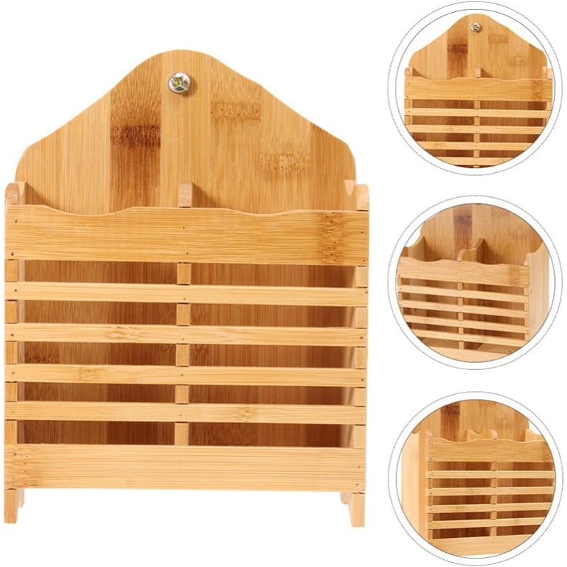 Kitchen Wooden Mini Spoon Holder And Bamboo Chopstick Basket
