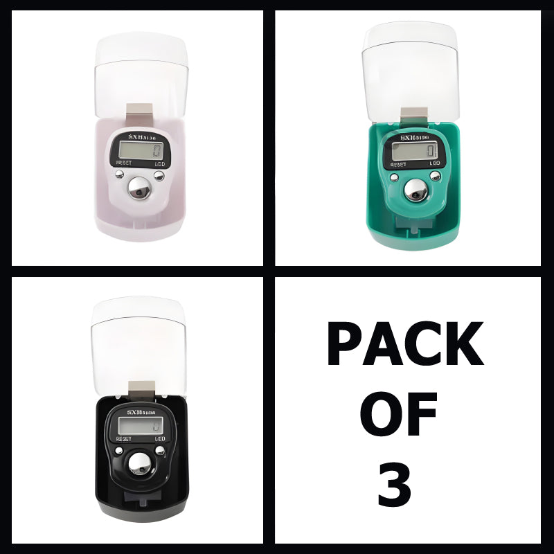 Pack Of 3 SXH 5136 LED Display Digital Tasbih Mini Finger Counters
