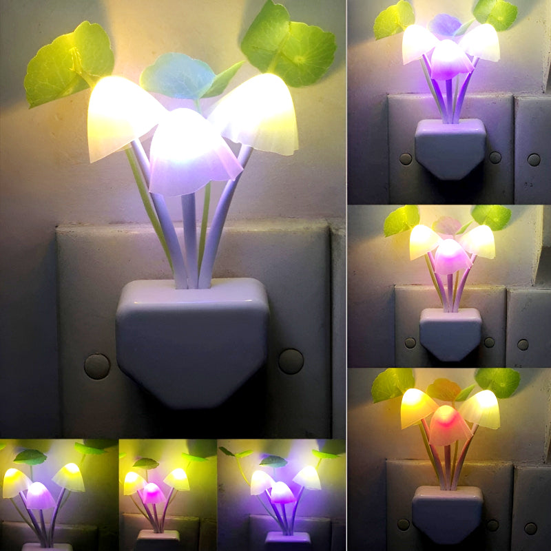 Automatic LED Mushroom Night Light – Color-Changing Sensor Lamp with Dusk-to-Dawn Auto On/Off, Plug-in Night Light for Kids Room, Nursery, Bedroom & Home Decor