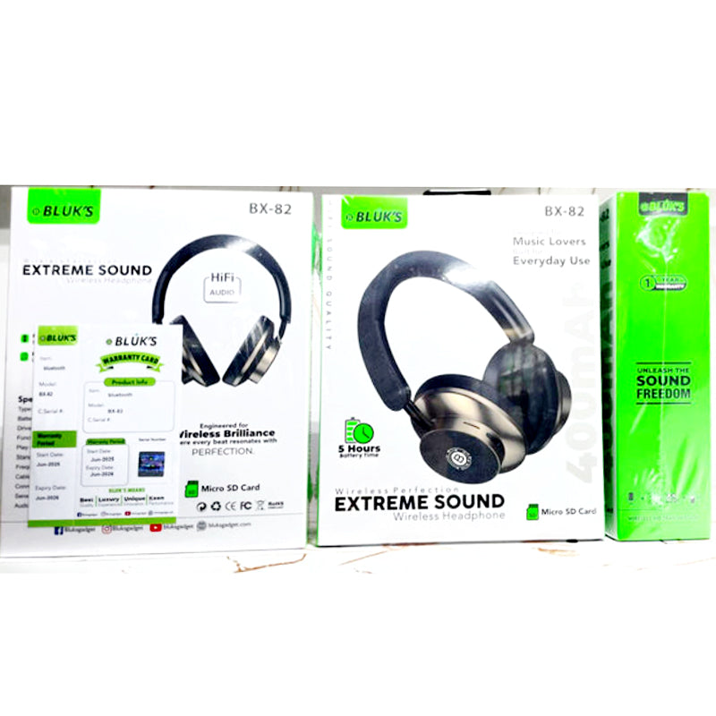 BLUK’S BX-82 Wireless Headphones–Extreme Sound Quality, Stylish Design & Endless Entertainment