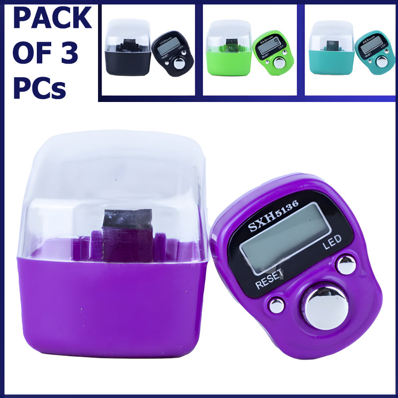 Pack Of 3 SXH 5136 LED Display Digital Tasbih Mini Finger Counters
