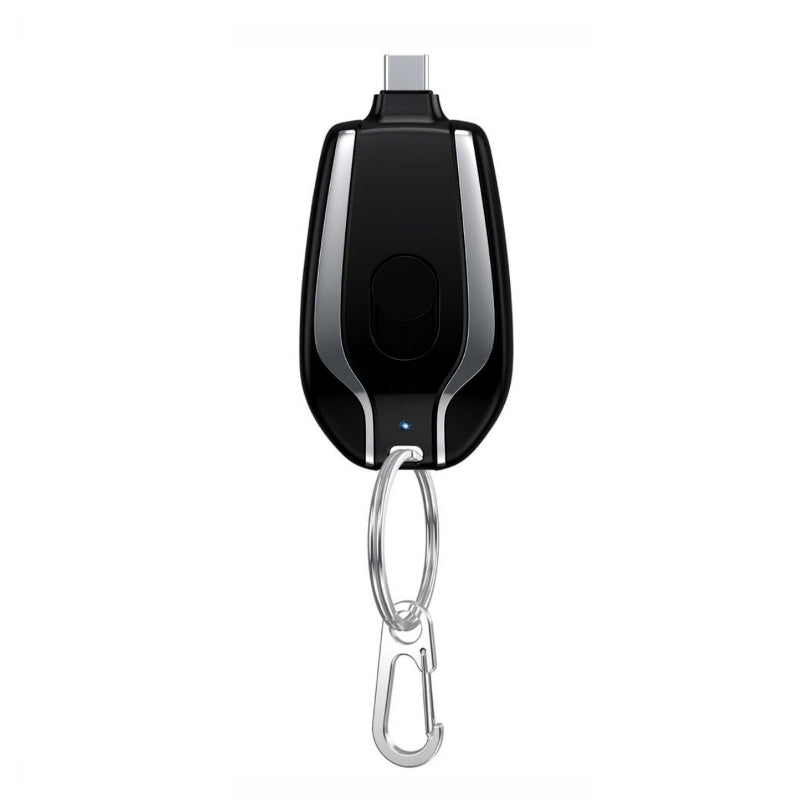 Ultra-Compact 1500mAh Keychain Emergency Charger With Type-C Fast Charging Backup Power Bank For Android And Lightning