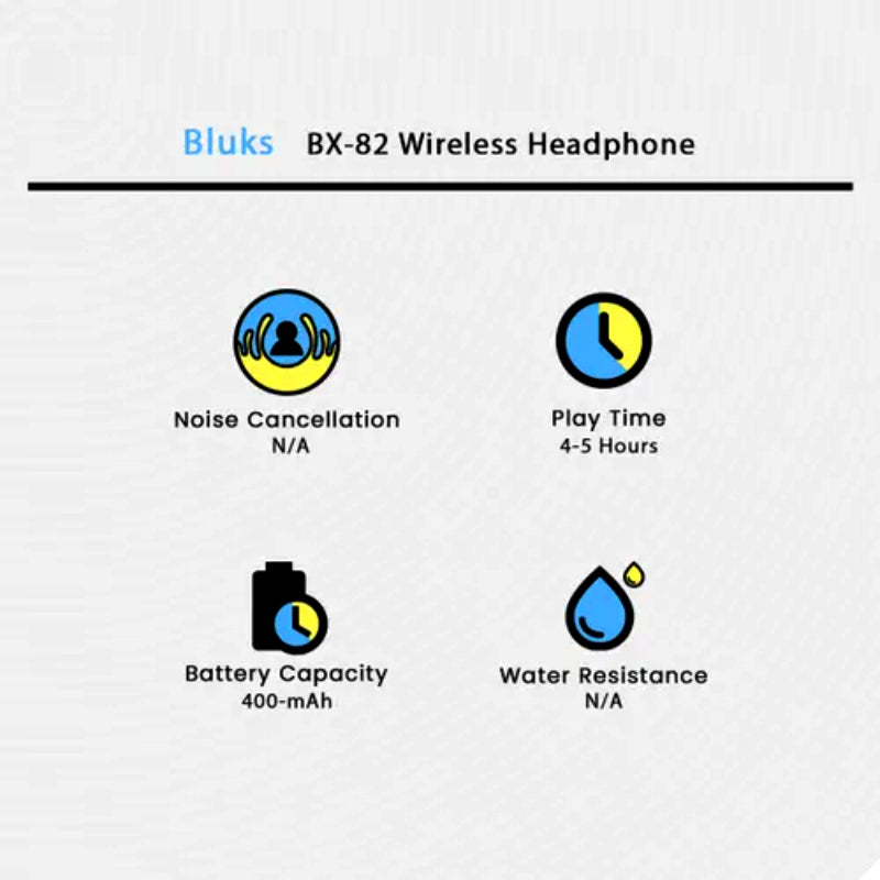 BLUK’S BX-82 Wireless Headphones–Extreme Sound Quality, Stylish Design & Endless Entertainment