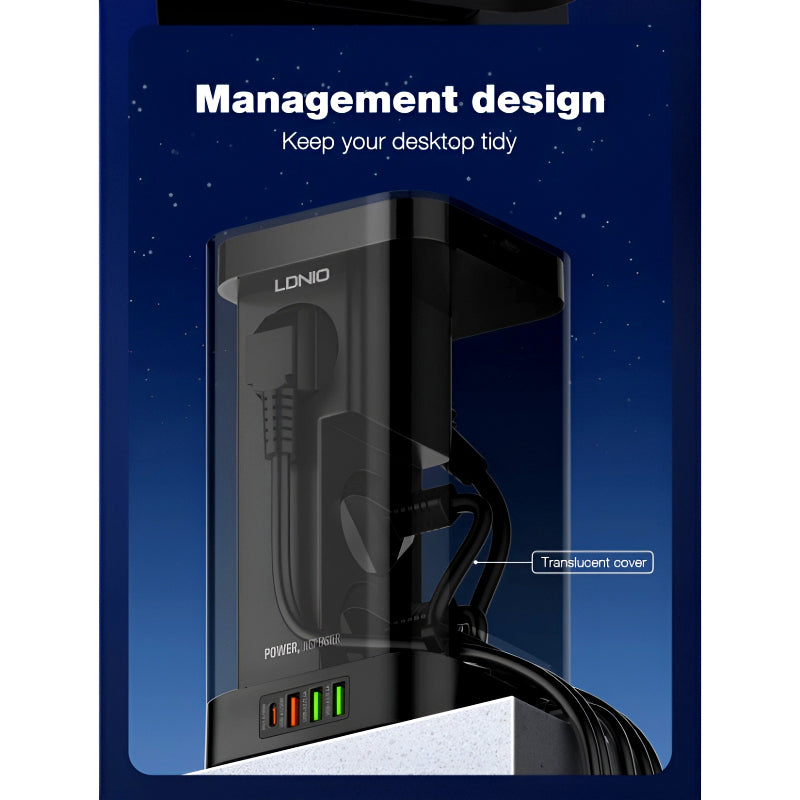 LDNIO SEW 4485 Multifunctional Smart Tower Power Strip with 2500W Surge Protection and Wireless Charging