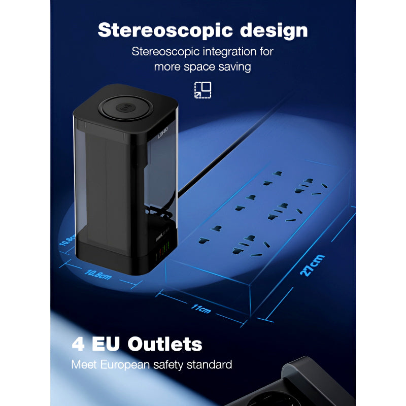 LDNIO SEW 4485 Multifunctional Smart Tower Power Strip with 2500W Surge Protection and Wireless Charging