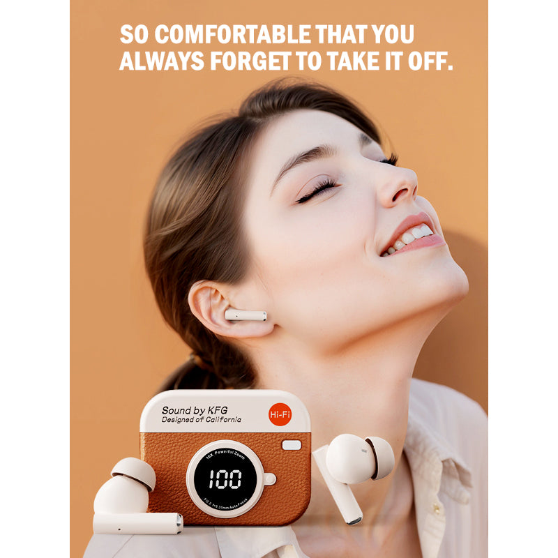 X73 Retro Camera Design TWS Wireless Earbuds – Hi-Fi Stereo Sound, ENC Noise Cancellation, Digital Display and IPX4 Waterproof