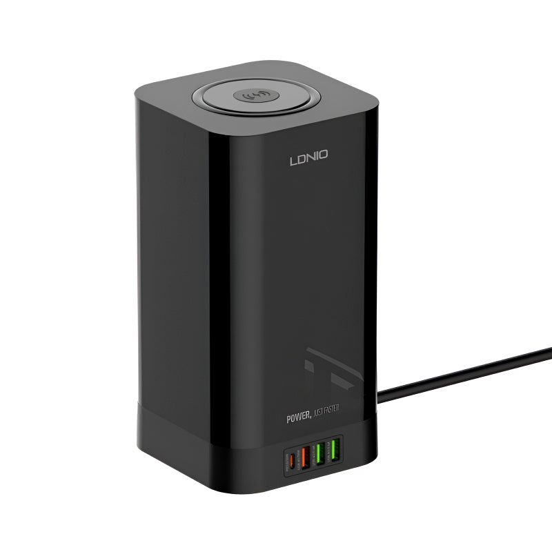 LDNIO SEW 4485 Multifunctional Smart Tower Power Strip with 2500W Surge Protection and Wireless Charging