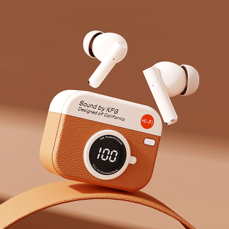X73 Retro Camera Design TWS Wireless Earbuds – Hi-Fi Stereo Sound, ENC Noise Cancellation, Digital Display and IPX4 Waterproof