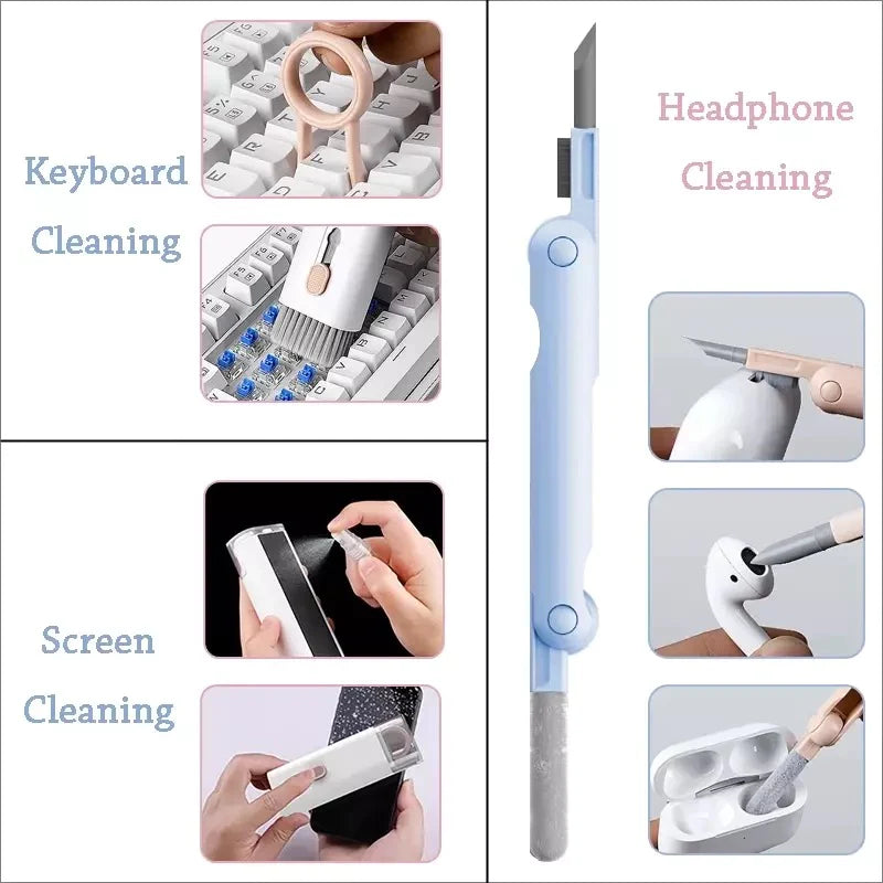 Mini Portable Multi-Functional 7 In 1 Cleaning Tool Kit For Keybaord, Mobile, Earbuds
