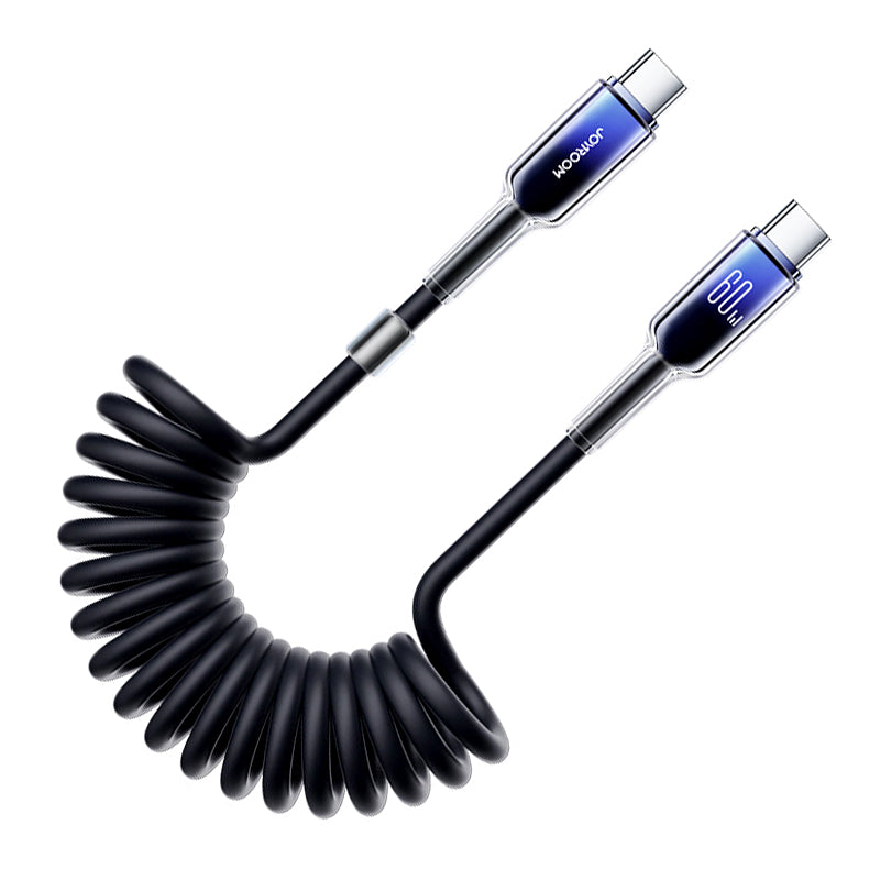 Joyroom S-A43 60W PD Coiled Type-C to Type-C Cable 1.5m Fast Charging Cable with Durable and Flexible Design