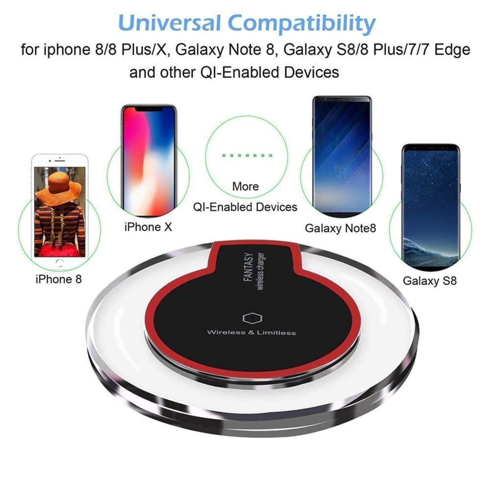 Universal Qi Charging Pad Mobile Phone Adapter Dock Station Wireless Charge