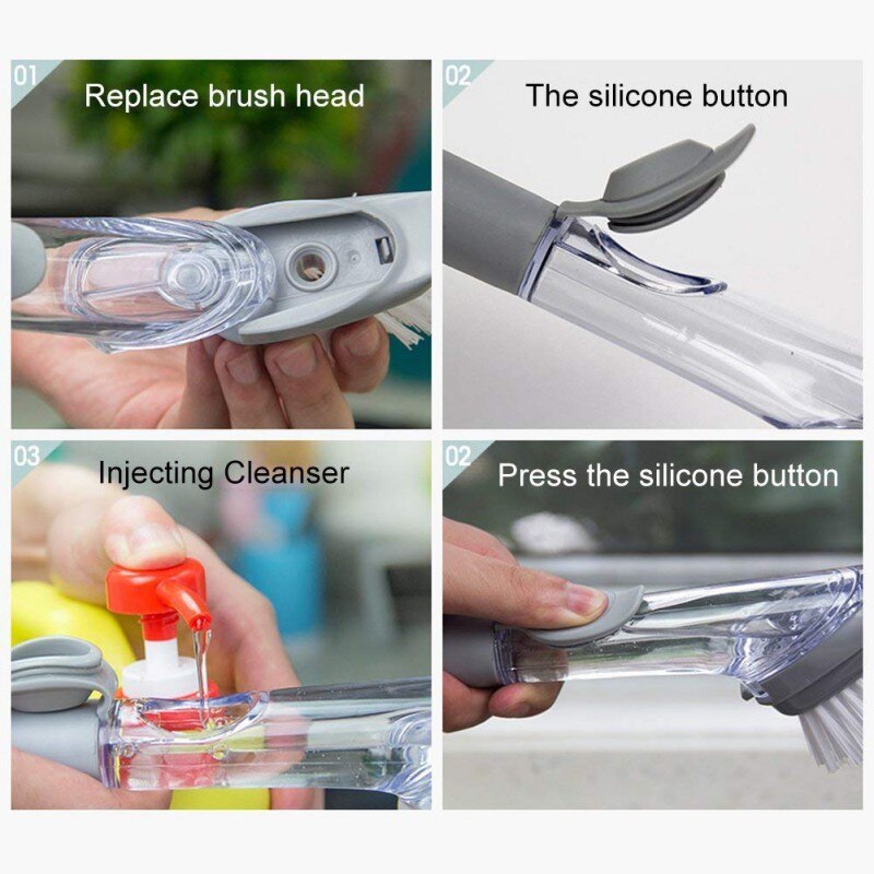 Handheld Cleaning Brush Kitchen Washing Tool With Sponge