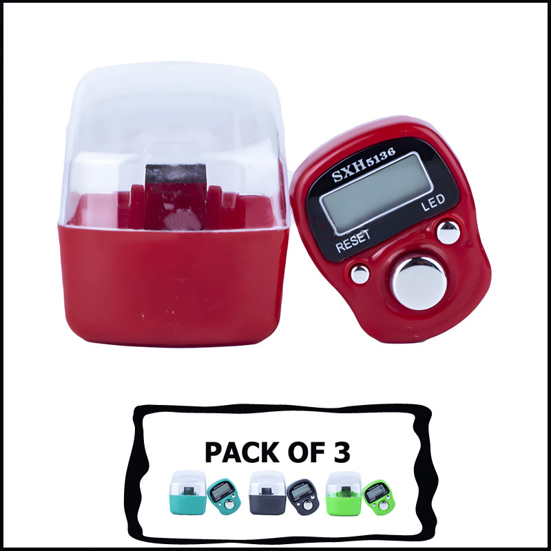Pack Of 3 SXH 5136 LED Display Digital Tasbih Mini Finger Counters