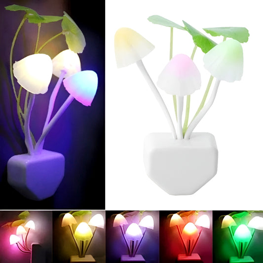 Automatic LED Mushroom Night Light – Color-Changing Sensor Lamp with Dusk-to-Dawn Auto On/Off, Plug-in Night Light for Kids Room, Nursery, Bedroom & Home Decor